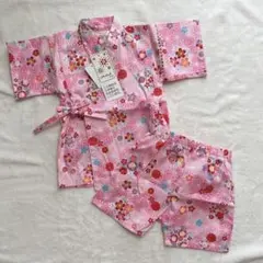 【新品タグ付き】くろわっさんすべべ　甚平　ピンク　95