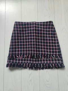 チェック柄フリンジミニスカート