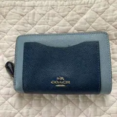 COACH 二つ折り財布 ネイビー/ブルーグレー