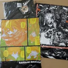 ヒロアカ　爆豪勝己　ビッグシルエットTシャツ　缶バッジ付きTシャツ　VSタオル