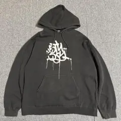 90s OLD STUSSY USA製 グラフィティ パーカー L 黒 ブラック