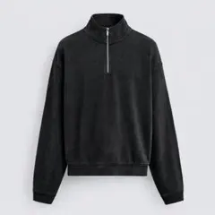 ZARA ザラ メンズ ユーズド加エジップネック スウェットシャツ S