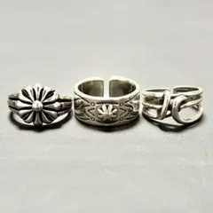 【お得な3点セット！】ヴィンテージ リング メキシカン メンズ　フラワー　花