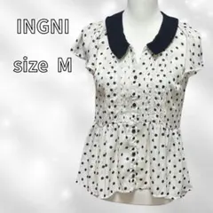 INGNI ドット柄 フリル袖 ブラウス M
