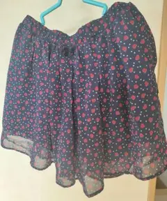 組曲　春夏ネイビー&ハート柄　女子フレアキュロットスカートTM（140〜150）