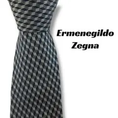 【7981】良品！エルメネジルドゼニア　ネクタイ　シルバー系