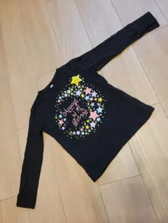 スタープリント長袖カットソー ブラック