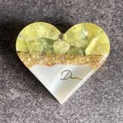 選べる⌘ハート 天然石 イエロートパーズ 白 レジン ブローチ 仕事 結婚式