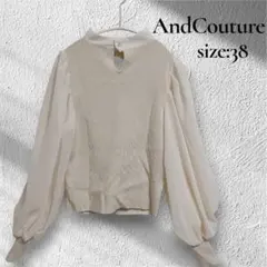 And Couture アンドクチュール シアーボリューム袖 異素材ニット 38のサムネイル