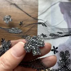 3m 立体花　ラメ糸チュールレース *P5-55