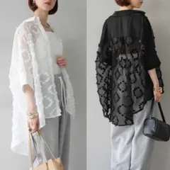 リュミエ　異素材シアーオーバーハーフシャツ　lumier ホワイト