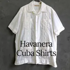 HAVANERA キューバシャツ ライトイエロー M 古着　開襟　半袖　希少のサムネイル