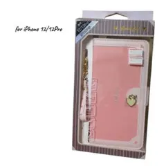 iPhone 12/12 Pro 手帳型ケース ピンク ハート型チャーム