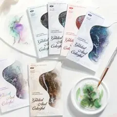 コラージュ　カラフル金箔背景PETステッカー60枚