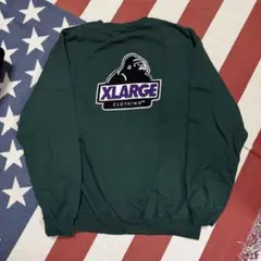 XLARGE ダークグリーン クルーネック スウェット L