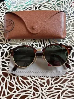 RayBan サングラス　ブラウン　クラブラウンドクラシック　ケース付