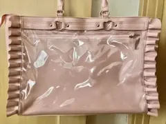 【A3】ハートバックルフェイクレザーフリルトートバッグ　ピンク【痛バ】