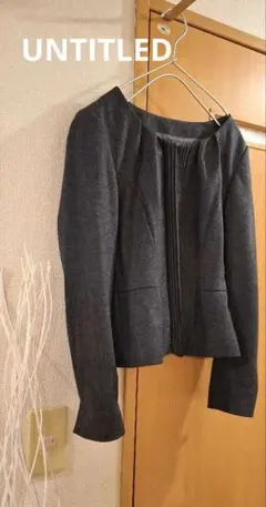 グレー ノーカラージャケット ウール