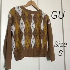 GU アーガイルチェック柄ニットセーター
