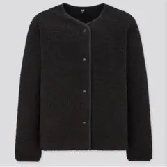 【新品未使用】UNIQLO ボアフリースクルーネックカーディガン ブラック XL