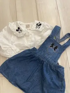 ミッキー ミニー 刺繍 サロペット シャツ セット