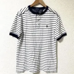 ポロラルフローレン　半袖Tシャツ　ヘンリーネック　ボーダー　ポニー刺繍