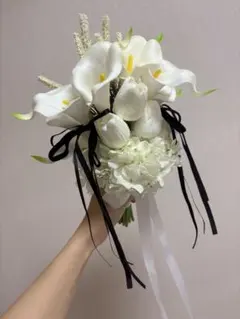 ホワイト 造花 ウェディングブーケ 造花ブーケ 韓国風