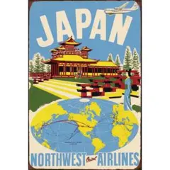 新品 ブリキ看板 レトロ 日本 JAPAN 航空会社 ポスター ヴィンテージ