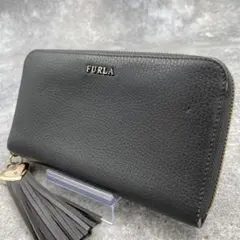 美品】FURLA フルラ 長財布 ジッピー 黒 ブラック レザー タッセル 