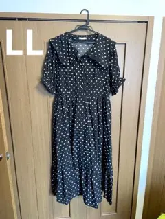 しまむら×青木美沙子 ワンピース LL 黒ドット しまみさ