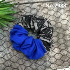 ハンドメイド✨ブルーとブラックレースのシュシュ