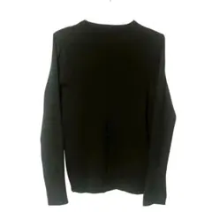 ブラック 長袖ニット セーター リブ編み スリムシルエット 着回し Sサイズ相当