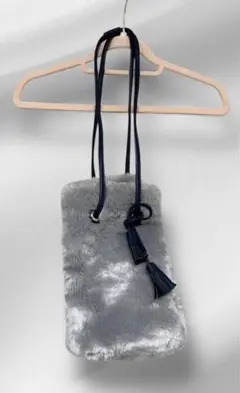 ファーショルダーバッグ グレー