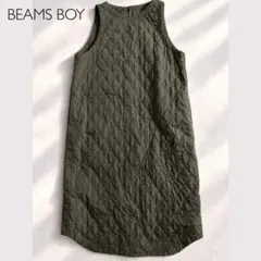 BEAMS BOY ユーロギャザー キャミワンピース ネイビー リネン コットン