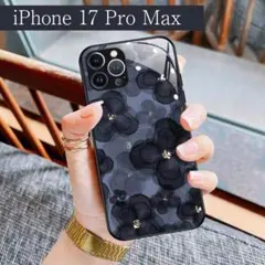 花柄 おしゃれ ブラック 黒 iPhone ケース 17promax スマホ