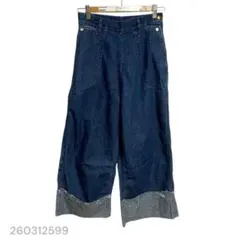 ダークブルーワイドレッグデニム ゆったり ヴィンテージ 古着 大きめ デニム