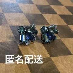ブルー系ビジュー ネジバネ式イヤリングのサムネイル