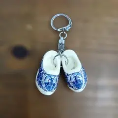 オランダ 木靴 キーホルダー デルフトブルー風