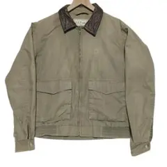 L.L.Bean レザー襟 ワークジャケット S カーキ ブルゾン