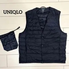 【美品】UNIQLO 　24AWパフテックコンパクトベスト　ネイビー　メンズL