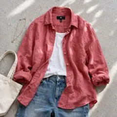 N174 BR リネンシャツ 麻100% 長袖 シャツ バナナリパブリック 春夏