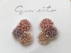 No.587 パールビーズと3種のピンクビーズのイヤリングorピアス