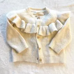 H&M アイボリー フリル　ニットカーディガン 12M 80