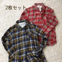 earth チェック柄シャツ 2枚セット