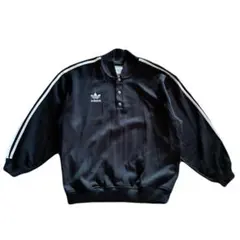 アディダス　トラックジャケット　プルオーバー　スナップボタン　ブラック　90s