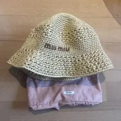 MIUMIU ミュウミュウ ウーブンファブリック ハット - メルカリ