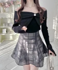 GRL ブローチ付きビックリボンリブニットトップス