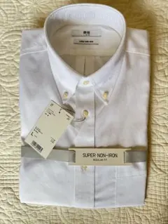 ★新品★UNIQLO スーパーノンアイロンシャツ　綿100% size L