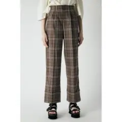 moussy ブラウン チェック柄 ワイドパンツ