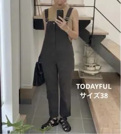 TODAYFULコットンスリム サロペット チャコールグレー（38）